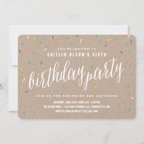 Sprinkle Birthday Party Invitations