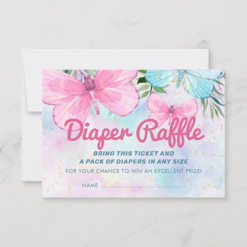 Sprinkle Butterfly Baby Diaper Raffle Ticket Invitation