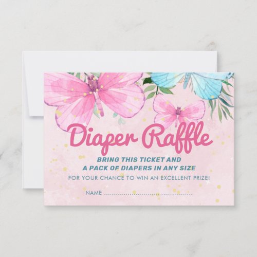 Sprinkle Butterfly Baby Diaper Raffle Ticket Invitation