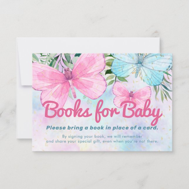 Sprinkle Butterfly Baby Shower Book Request Card (Front)