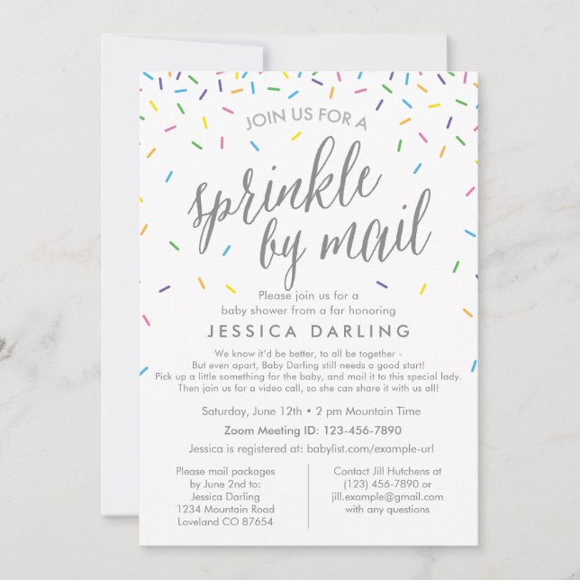 Sprinkle by Mail Baby Shower Invitation (Front)