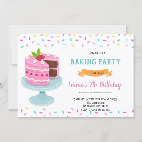 Sprinkle cake party invitation
