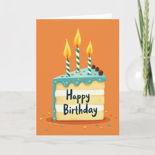 Sprinkle Cake Slice Birthday Card (Front)