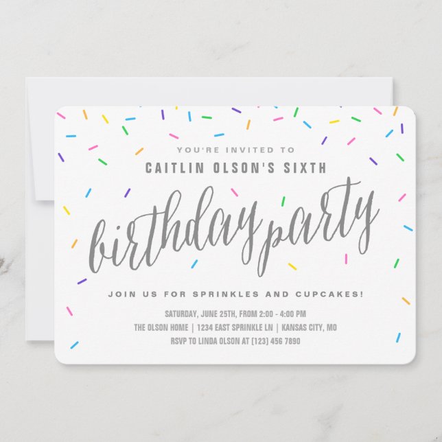 Sprinkle Confetti Birthday Party Invitations (Front)