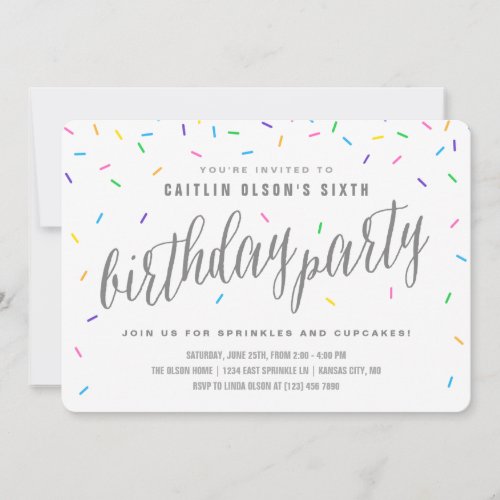Sprinkle Confetti Birthday Party Invitations