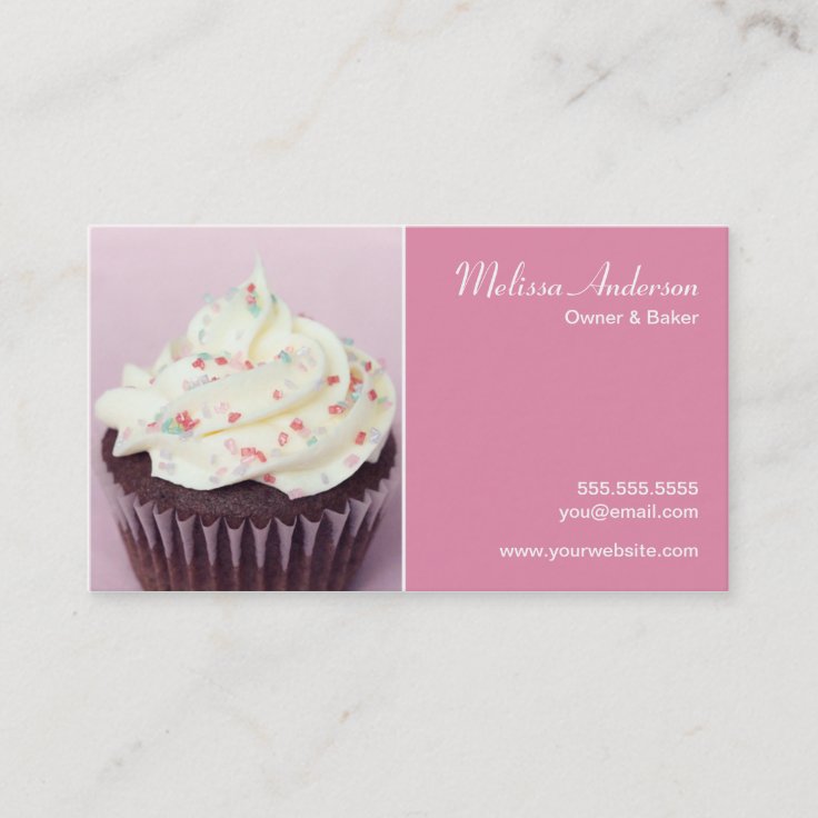 Sprinkle Cupcake Pink Business Card Zazzle