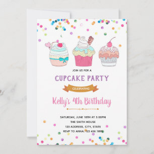 Sprinkle Cupcake war party invitation