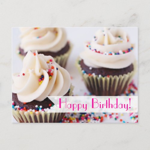 Sprinkle Cupcakes Happy Birthday Postcard