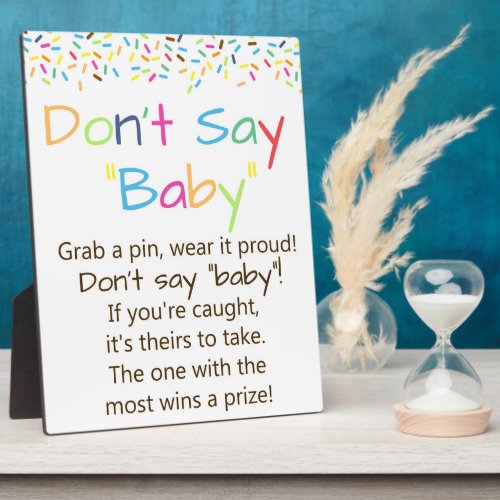 Sprinkle Dont Say Baby Game Plaque