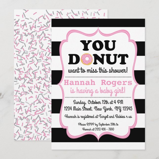 Sprinkle Donut Baby Shower Invitation (Front/Back)