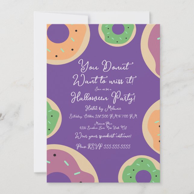 Sprinkle Donut Costume Halloween Party Script   Invitation (Front)