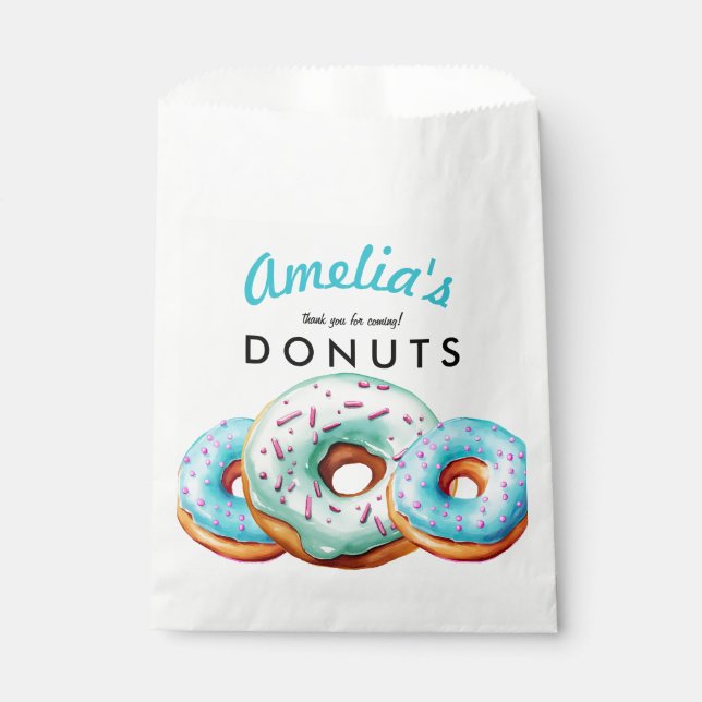 Sprinkle Donut | Cute Blue  Baby Shower Favor Bag (Front)