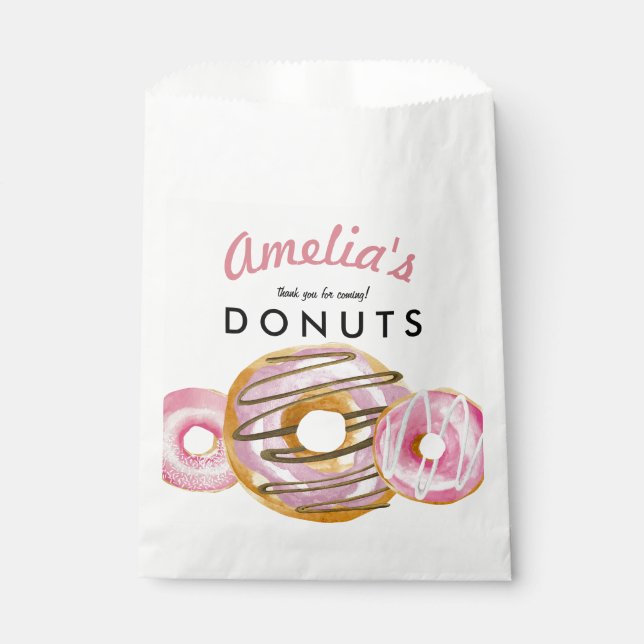 Sprinkle Donut | Cute Pink Girls Baby Shower Favor Bag (Front)