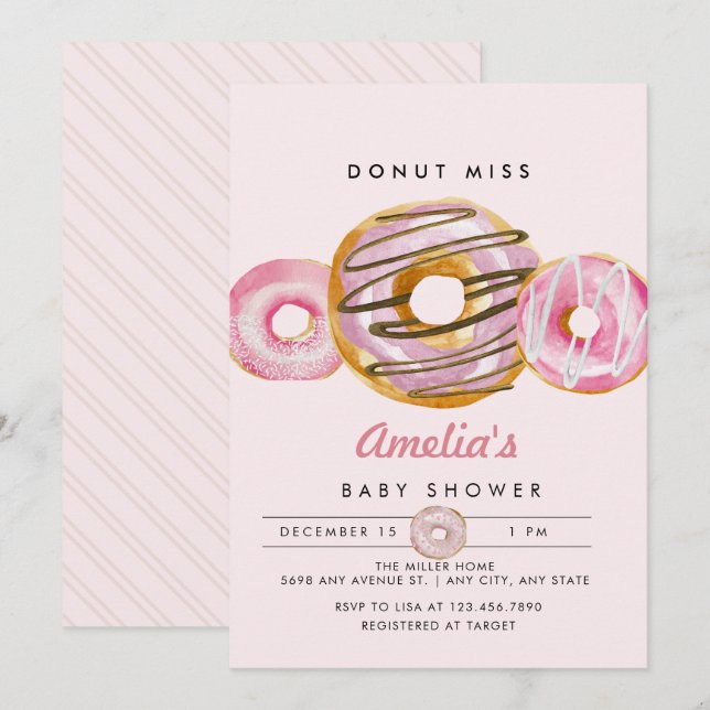 Sprinkle Donut | Cute Pink Girls Baby Shower Invitation (Front/Back)