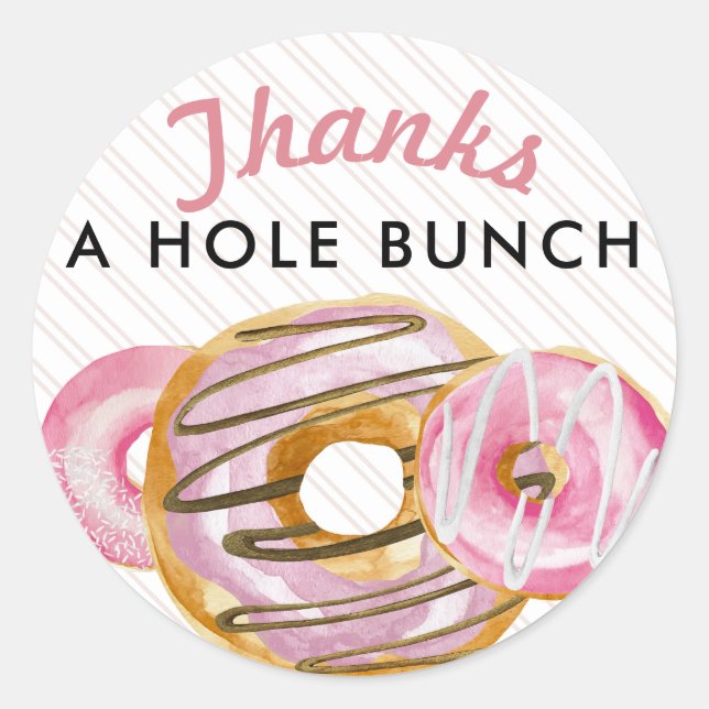 Sprinkle Donut | Cute Pink Thank You  Classic Round Sticker (Front)