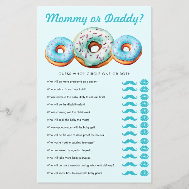 Sprinkle Donut | Mommy  Daddy | Baby Shower Game  (Front)