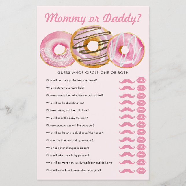 Sprinkle Donut | Mommy  Daddy | Baby Shower Game  (Front)