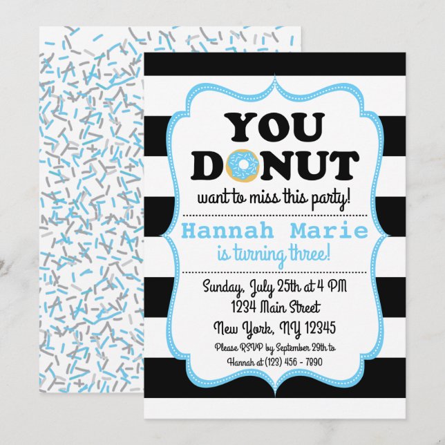 Sprinkle Donut Party Birthday Invitation (Front/Back)