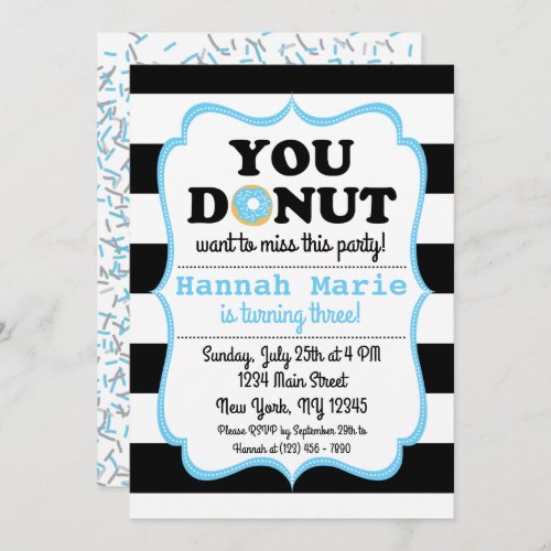 Sprinkle Donut Party Birthday Invitation