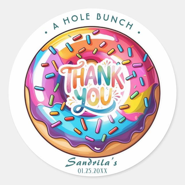 Sprinkle Donut Thanks a Hole Bunch  Classic Round Sticker (Front)