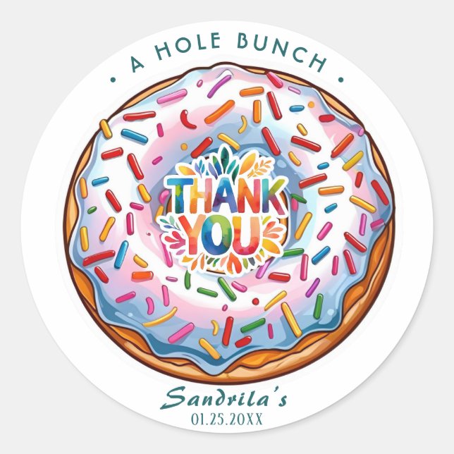 Sprinkle Donut Thanks a Hole Bunch  Classic Round Sticker (Front)