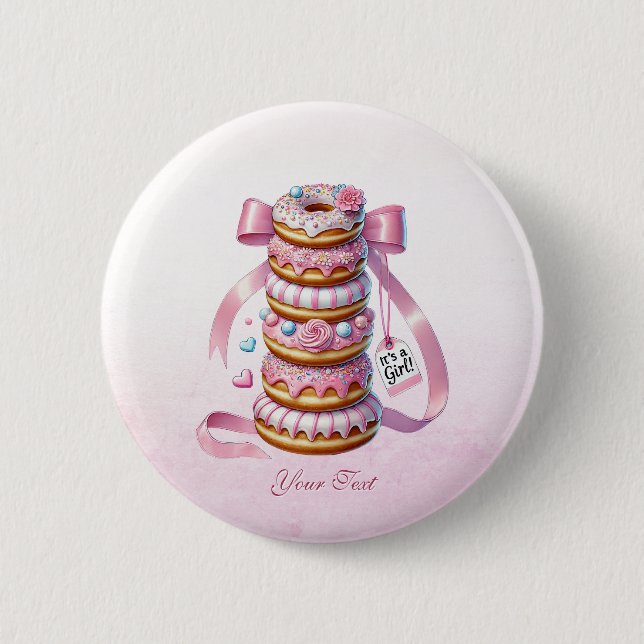 Sprinkle Donuts Pink Ribbon Button (Front)