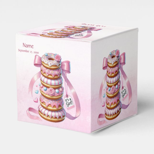 Sprinkle Donuts Pink Ribbon Favor Box (Front Side)