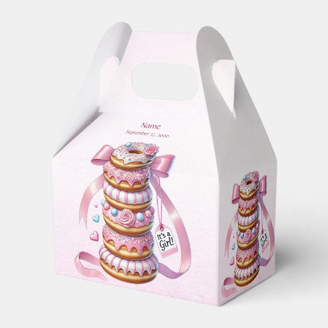 Sprinkle Donuts Pink Ribbon Favor Box (Front Side)