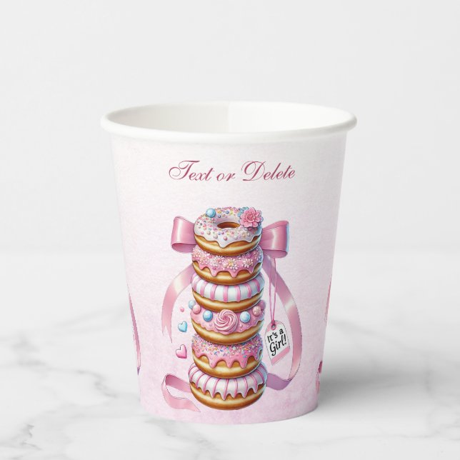 Sprinkle Donuts Pink Ribbon Paper Cups (Left)