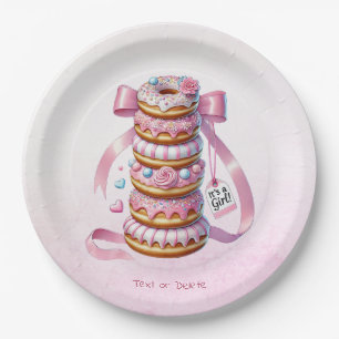 Sprinkle Donuts Pink Ribbon Paper Plate