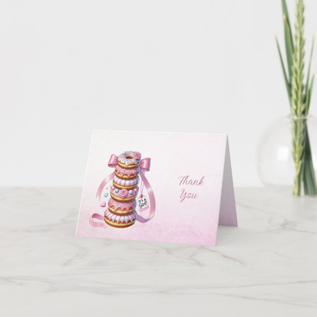 Sprinkle Donuts Pink Ribbon Thank You Card (Front)