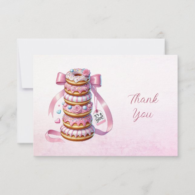 Sprinkle Donuts Pink Ribbon Thank You Card (Front)