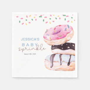 Sprinkle Donuts Watercolor blue Baby Shower Napkin