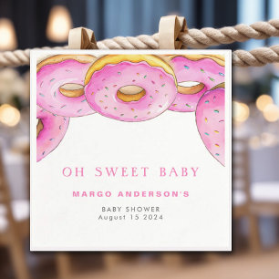 Sprinkle Donuts Watercolor Pink Baby Shower Napkins