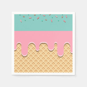 Sprinkle Drip Ice Cream Cone Party Napkins