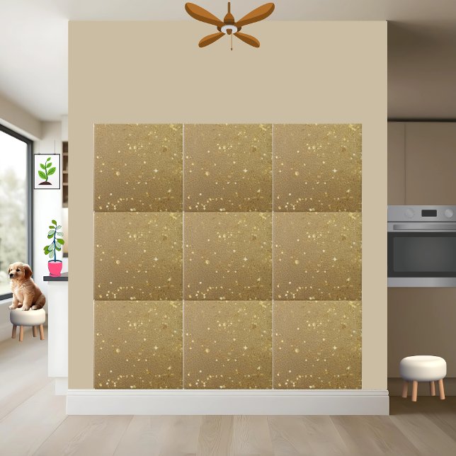 Sprinkle Gold Glitter Wall Fireplace Backdrop  Ceramic Tile (Creator Uploaded)