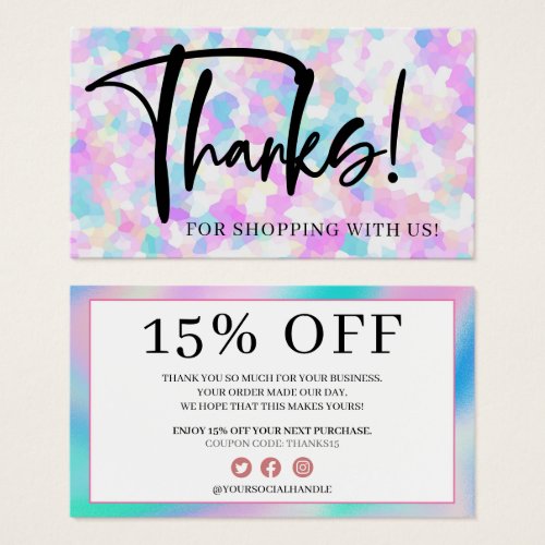 Sprinkle Holographic Thank You Discount Insert