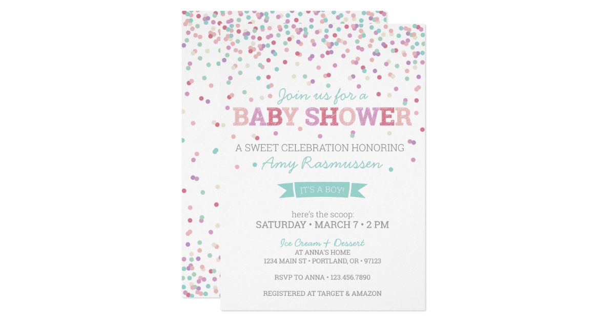 Sprinkle Ice Cream Baby Shower Invitation Boy Zazzle Com