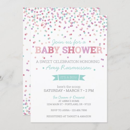 Sprinkle Ice Cream Baby Shower Invitation _ Boy