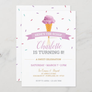 Sprinkle Ice Cream Birthday Party Invitation