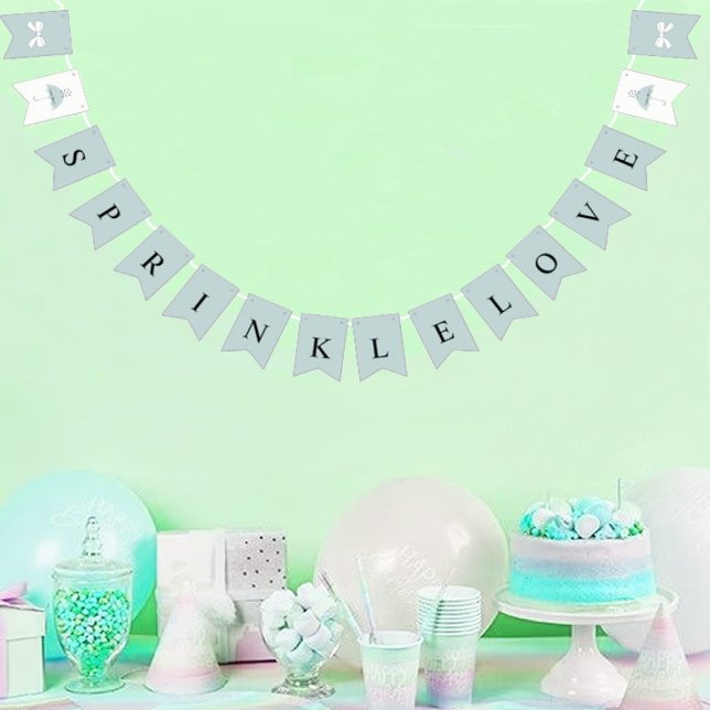 Sprinkle Little Love Blue Bridal Baby Shower Party Bunting Flags (Creator Uploaded)