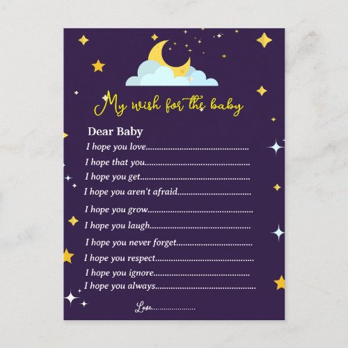 Sprinkle little star baby shower baby wishes game postcard