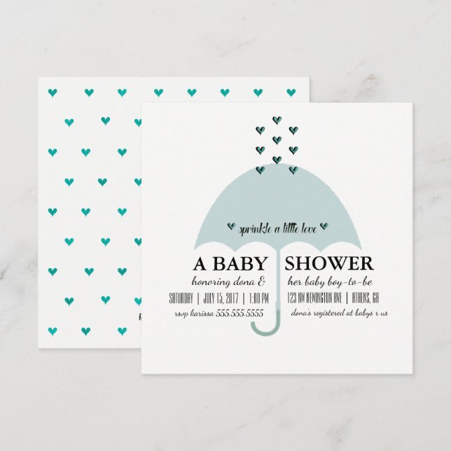 Sprinkle Love Baby Blue Shower Invitation (Front/Back)