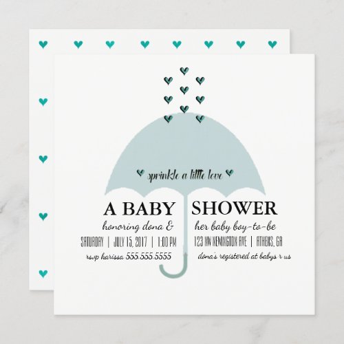 Sprinkle Love Baby Blue Shower Invitation