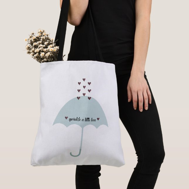 Sprinkle Love Pink & Teal Blue Shower Party Tote Bag (Close Up)