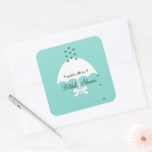 Sprinkle Love Teal Blue Shower Party Square Sticker