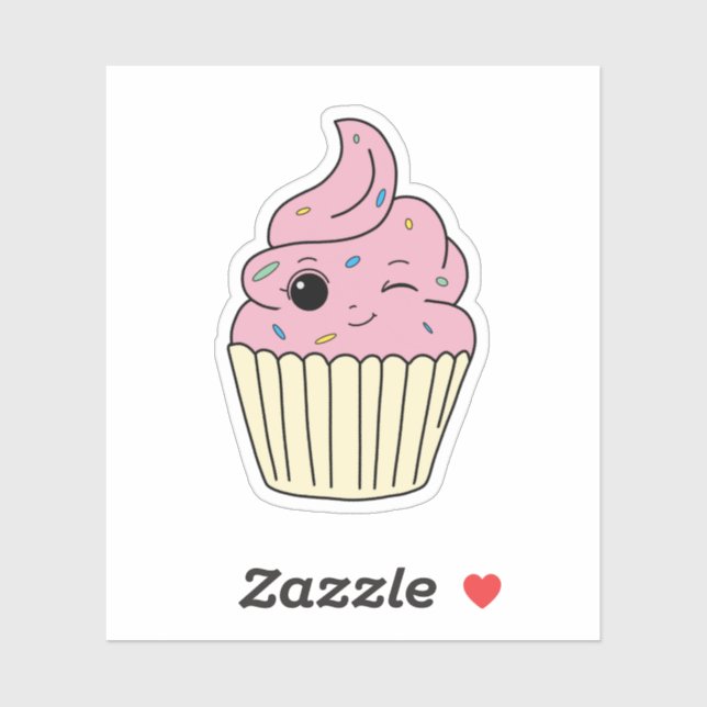 Sprinkle Pink Cupcake Sticker (Sheet)