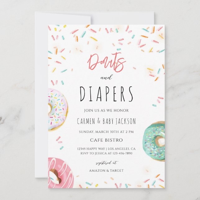 Sprinkle Pink Donut Coed Baby Shower Invitation (Front)
