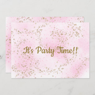 Sprinkle Pink Stars birthday invitation