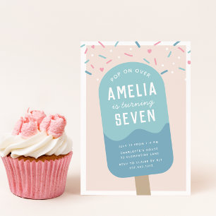Sprinkle Pop   Kids Ice Cream Birthday Party Invitation